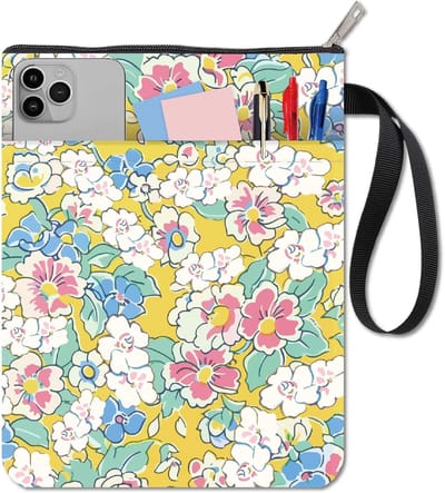 CRASPIRE Flower Book Covers Colorful Book Sleeve Book Protector for Paperbacks Washable Fabric Cloth Book Cover with Zipper and Extra Sleeve Pocket for Book Lovers Classmate Gifts