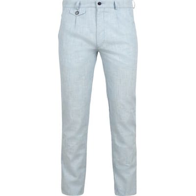 Suitable Chino broek Pico Pleat Cotton Linen Glencheck Lichtblauw - Maat 98 - Heren - Mannen broeken