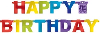 AMSCAN - Veelkleurige regenboog Happy Birthday slinger