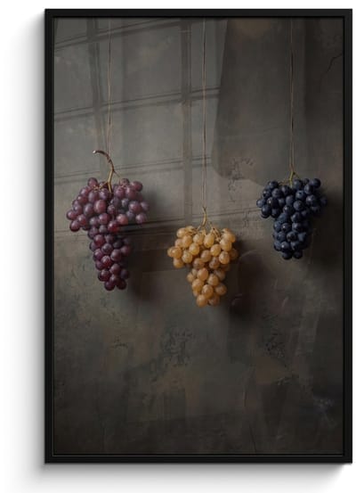 Poster in lijst - Fotolijst 80x120 cm - Posters - Druiven - Kleurrijk - Muur - Posterlijst zwart - Decoratie - Wanddecoratie woonkamer - Muurdecoratie slaapkamer