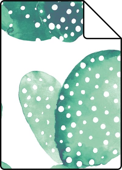 Proefstaal ESTAhome behang aquarel geschilderde cactussen smaragdgroen - 26.5 x 21 cm - 138903-S