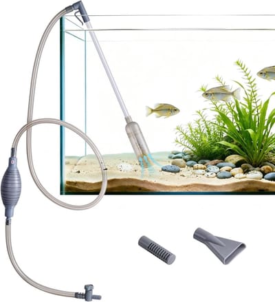 Aquarium Reiniger - Mulmzuiger Waterwisselaar - Aquarium Onderhoud - 3-in-1 Functie - Tot 40 cm Diepte - Zwart