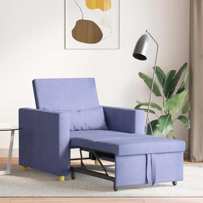 vidaXL - Uittrekbare - slaapbank - eenpersoons - Spijkerblauw - 90 - x - 165 - x - 87 - cm