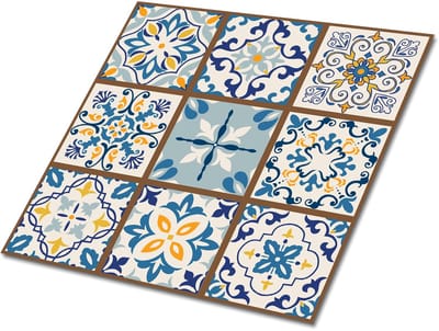 Tulup PVC Tegels - Arabisch Lappendeken Vinyl Tegels - 30 cm x 30 cm - Veelkleurig Zelfklevende Vinyl Tegels - 9 stuks - Vinyl Tegels Zelfklevend - Mozaïek Plaktegels - Vinyl Wandtegels - Plaktegels keuken en Badkamer