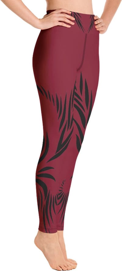 Sportlegging - design Power Up - High Waist - Dry Fit - High Performance - 4way stretch- unieke print - UPF 50+ - Hardloop - Yoga - Fitness - Dans  - Pilates - Training – sportbroek – warmrood zwart - maat M