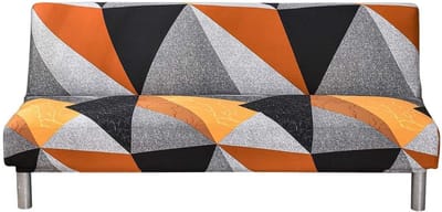 Stijlvolle Jacquard Hoofdkussenhoes voor Armless Sofa - Rekbare Spandex Bescherming in Oranje/Zwart voor Meubels