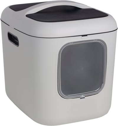 Kattenbak – design line XXL – Flamingo Romy Wit – 61,5x50x57,5 cm – extra ruim – gerecycleerde kunststof – met magnetische deur & koolfilter – makkelijk schoon te maken – voor grote katten