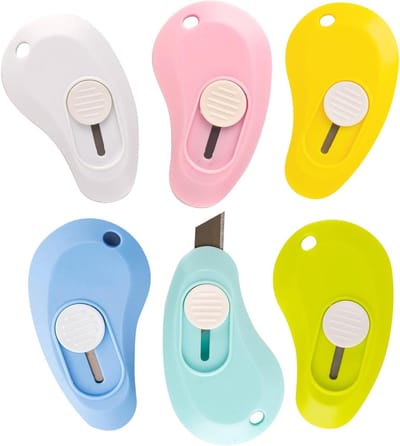 Mini Kunstmesjes Set van 6 Stuks voor Papier Snijden, Telecopisch en Draagbaar, Perfect voor Creatieve Projecten en Kantoorbenodigdheden