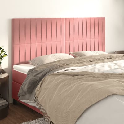 vidaXL - Hoofdbord - roze - 160x5x118/128 - cm - fluweel