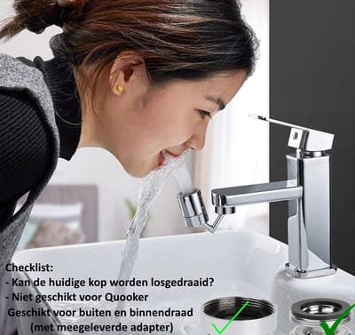 Roterende Flexibele Kraankop - B kwaliteit - 720 Graden - Plastic - Kunststof - Krachtige Kraan kop - Beluchter - Sproeikop - Kraan Opzetstuk - Zwenkbaar - M22 & M24 adapter