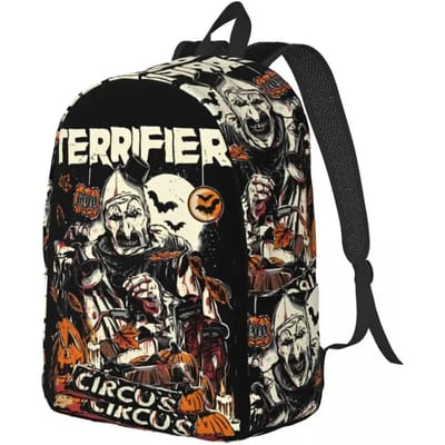 Terrifier Horrorfilm Halloween Rugzak Sport Student Wandelen Reizen De Clowns Film Dagrugzak voor Mannen Vrouwen College Schoudertas black