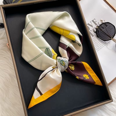 Dames Sjaal - Sjaals - Stola - Vierkante doek - Elegant Stijlvol Dames haar sjaal - Satijn zijde - Hals sjaaltje - Sjaaltje Satijn - Neksjaaltje - Omslagdoek Modesjaals - Neksjaal - Klein Sjaaltje -Oliepapier paraplu bloemen-70*70CM