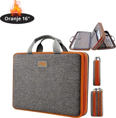 Nivard Laptoptas Schokbestendig - Laptop Sleeve - Rugtas - Schoudertas - Laptoshoes - Kantoortas - Dames & Heren - 16 Inch - Donkergrijs/Oranje
