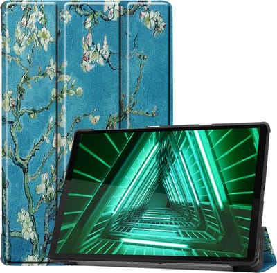 Hoesje - Geschikt voor Lenovo Tab M10 FHD Plus (2e / 2nd Generatie) - Dun & Stevig - Hardcover Book Case - Trifold Bookcase Hoes - Hard Cover - Tablethoes - Bloesem
