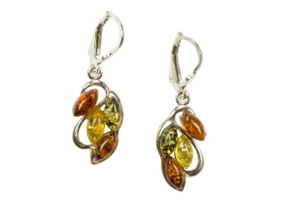 Zilveren oorbellen met sluiting Amber / Barnsteen 925 zilver
