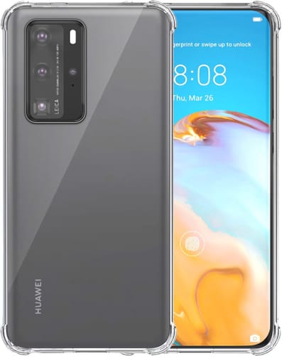 Smartphonica Telefoonhoesje Geschikt voor Huawei P40 Pro Transparant Schokbestendig - Shockproof TPU SIliconen Backcover Case met Stootrand Doorzichtig