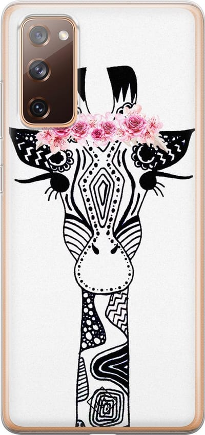 Casimoda® hoesje - Geschikt voor Samsung S20 FE - Giraffe - Backcover - Siliconen/TPU - Zwart