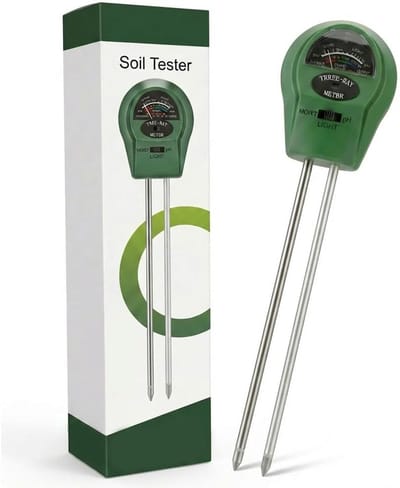 Bodemmeter 3-in-1 - Bodemtester Planten - Plantenverzorging Optimaliseren - Geen Batterijen Nodig - 25.5 cm Lengte - Groen Zwart