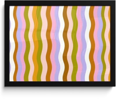 Poster in lijst - Fotolijst 40x30 cm - Posters - lijnen - Golven - Pastelkleuren - Patroon - Posterlijst zwart - Decoratie - Wanddecoratie woonkamer - Muurdecoratie slaapkamer
