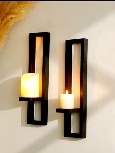 Zwarte houten wandgemonteerde kandelaars Rustieke displaystandaards Decoratieve schansenplanken voor woonkamer, slaapkamer en woondecoratie 4