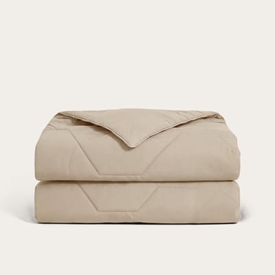 HappyBed Dekbed zonder overtrek 200x200 - Wasbaar Zomerdekbed - Bedrukt dekbed zonder hoes - Hoesloos Dekbed - Tweepersoonsdekbed - Taupe