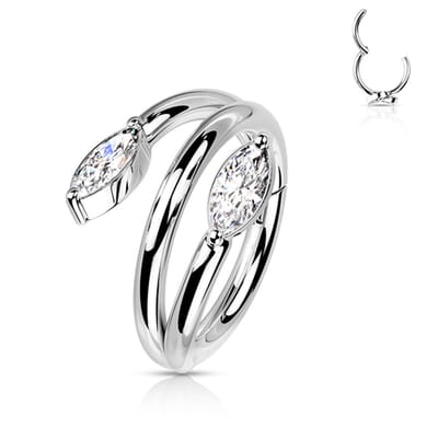Piercing clicker ring dubbel blad 1.2x8 - zilver - LMPiercings