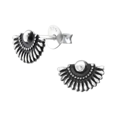 Aramat Jewels | Oorbellen | Zilveren Bali Oorbellen Waaier - Antieklook | | | |9mm | Zilver | Kinderen, Volwassenen | Verkleurd niet