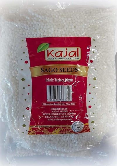 Sagoparels – 100% Tapioca, Glutenvrij & Energiegevend | Ideaal voor Ontbijt, Desserts & Fasting – 1kg met Kajal Sticker