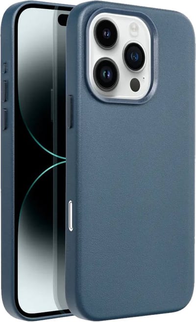 Casify Leren Hoesje geschikt voor MagSafe iPhone 16 Pro Hoesje - Donkerblauw