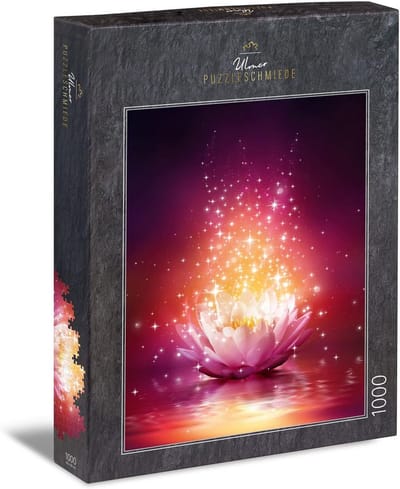 Puzzel 1000 Stukjes: Verrassende Lichtgevende Lotusbloem op Water - Moderne Kunstpuzzel