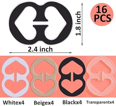 Set van 16 beha-bandclips voor een racerback-look – antislipclips voor beha-bandjes, onzichtbare bandclips – beha-converters voor een verleidelijke diepe V-hals
