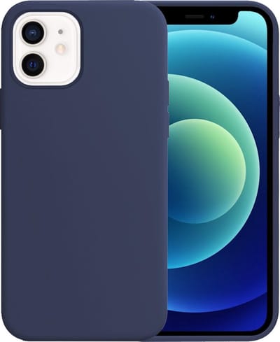 Hoesje - Geschikt voor Apple iPhone 12 - Sterk & Shockproof - Siliconen Case - Hoes Cover - Telefoonhoes - Donkerblauw