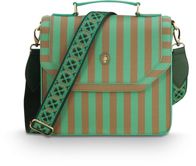 Pip Studio - Frances Crossbody tas dames - Schoudertas - Groen - Gestreept - 25x9x21.5cm