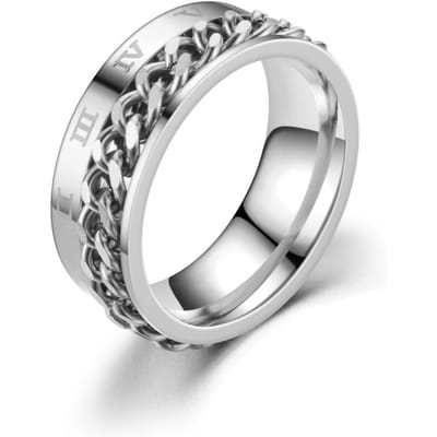 Romeinse Cijfers Roestvrij Staal Ketting Roterende Angst Zwarte Ringen Voor Mannen Fidget Metaal Spinner Knokkelring Anillos De Hombre 6