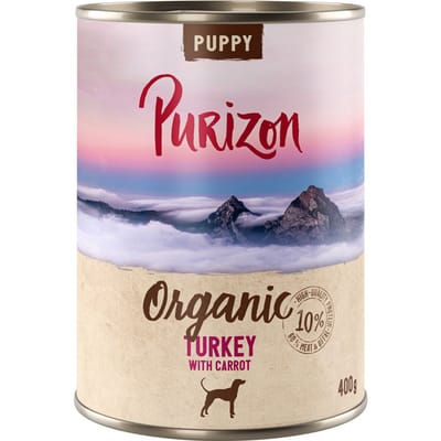 Purizon Organic 6 x 400 g - Nieuw Receptuur: Puppy Kalkoen met Wortel
