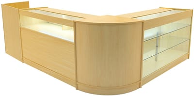 Polaris led winkel toonbank set - esdoorn - 4-delig - helder wit led