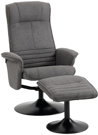 Relaxfauteuil met Voetenbank - 360° Draaibaar - Kantelbaar tot 135° - Verstelbare Rugleuning - tot 150 kg - Relaxstoel - TV Stoel - Loungestoel - Leesstoel - Fluweel - Donkergrijs + Zwart