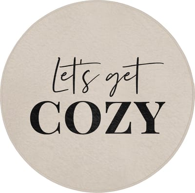 Badmat rond 70x70 cm - Antislip - Beige - Winter - Quote - Cozy - Badmatten voor badkamer - Badkamermat - Douchemat - Ronde badkamer mat