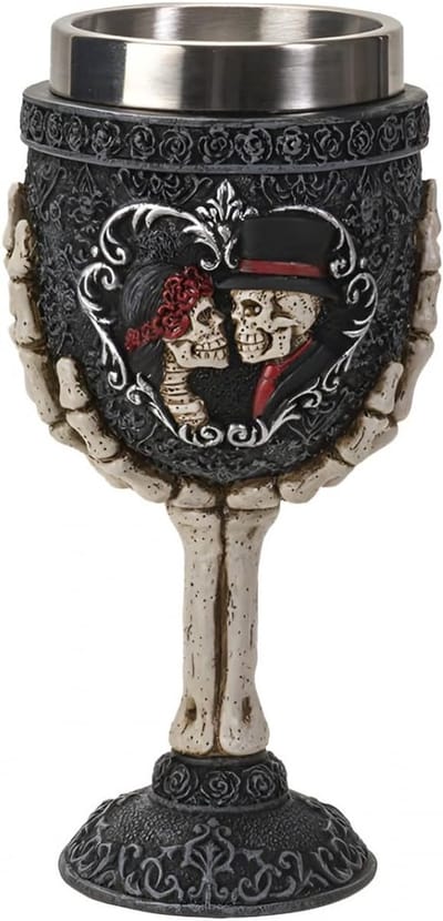 Gotische Bokaal - Skelet Bruidspaar - Halloween Feest - Handgeschilderd Design - 185 Cm Hoog