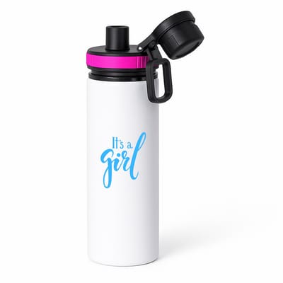 Hacebo® - It's a Girl waterfles met draaidop roze - Baby - Kersverse ouders - Geboorte kraamcadeau meisje - babyshower - water fles - 850ML
