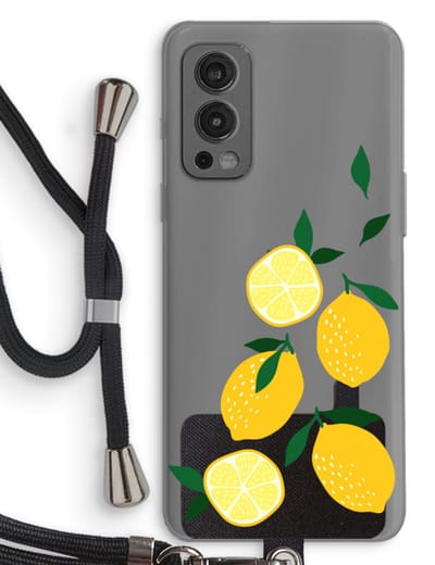 Case Company® - Hoesje met koord geschikt voor OnePlus Nord 2 5G hoesje met Koord - You're my lemon - Telefoonhoesje met Zwart Koord - Bescherming aan alle Kanten en Over de Schermrand