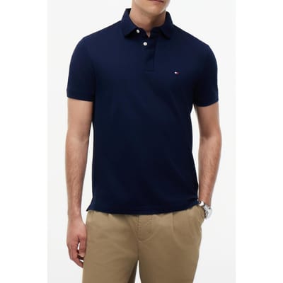 Tommy Hilfiger Jacquard Polo Carbon Navy Größe: S | Poloshirts Outlet | Herren | Blau