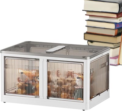 Rolcontainer Opbergdozen - Opvouwbare Bakken - Ruimte Besparen - Met Wielen - 44 x 37.5 cm - Wit