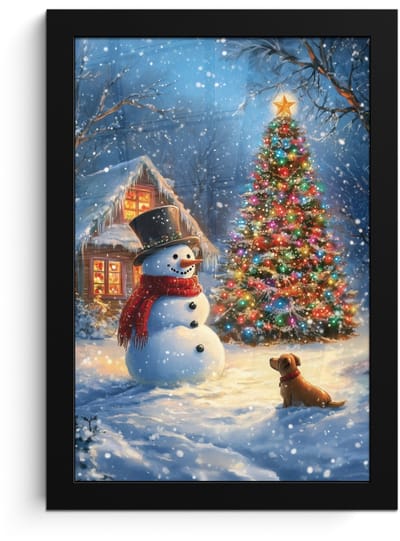 Poster in lijst - Fotolijst 20x30 cm - Posters - Kerstwonder - Winteravond - Kleurrijk - Posterlijst zwart - Decoratie - Wanddecoratie woonkamer - Muurdecoratie slaapkamer - Kerstversiering - Kerstdecoratie voor binnen - Kerstmis