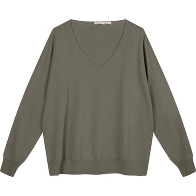 EsQualo Sweater Raglan V Neck Leaf Green Größe: XS | Pullover Outlet | Damen | Grün
