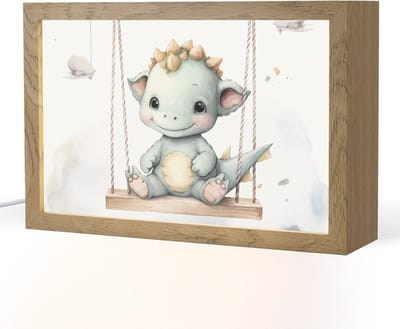 Nachtlampje 30x20 cm - Kinder lampje - Draak - Baby dier - Kinderen - Tafellamp kinderkamer - Slaapkamer lamp - Bedlamp kinderen - Kinderlampje stopcontact - Wandlamp babykamer - Nachtlampjes