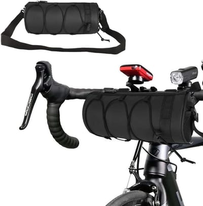 Fietstas - Fietstas Enkel - Stuurtas Fiets - Waterdichte Fietstas Voor Op Het Stuur - Oprolbare Fietstas Met Grote Capaciteit En Schouderriem Voor Racefietsen En Mountainbikes - Zwart