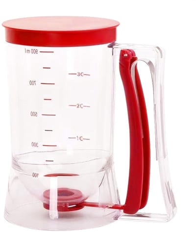 Deegdispenser - Pannenkoek Schenker - Bakken Maken - Lekvrij Ontwerp - 900 ml - Rood