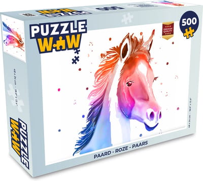 Puzzel Paard - Roze - Paars - Meisjes - Kinderen - Meiden - Legpuzzel - Puzzel 500 stukjes