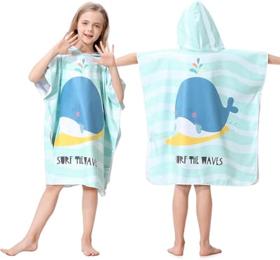 Hooded Badponcho voor Kinderen van Sneldrogend Microfiber, Ideaal voor Bad, Strand en Zwembad, Comfortabele Veranderdoek voor Jongens en Meisjes